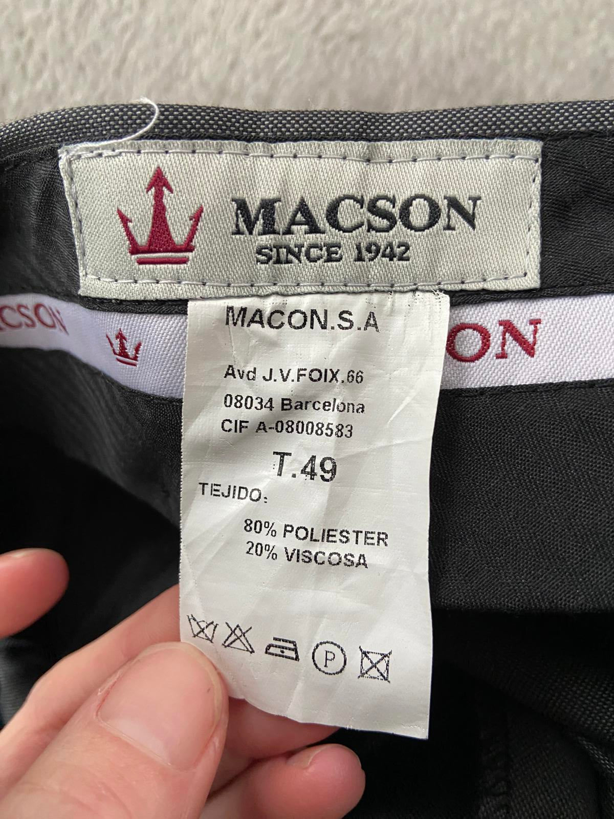 Macson Men’s 2pc Grey Suit Blazer 46" Chest Trousers 34" Waist Smart Formal