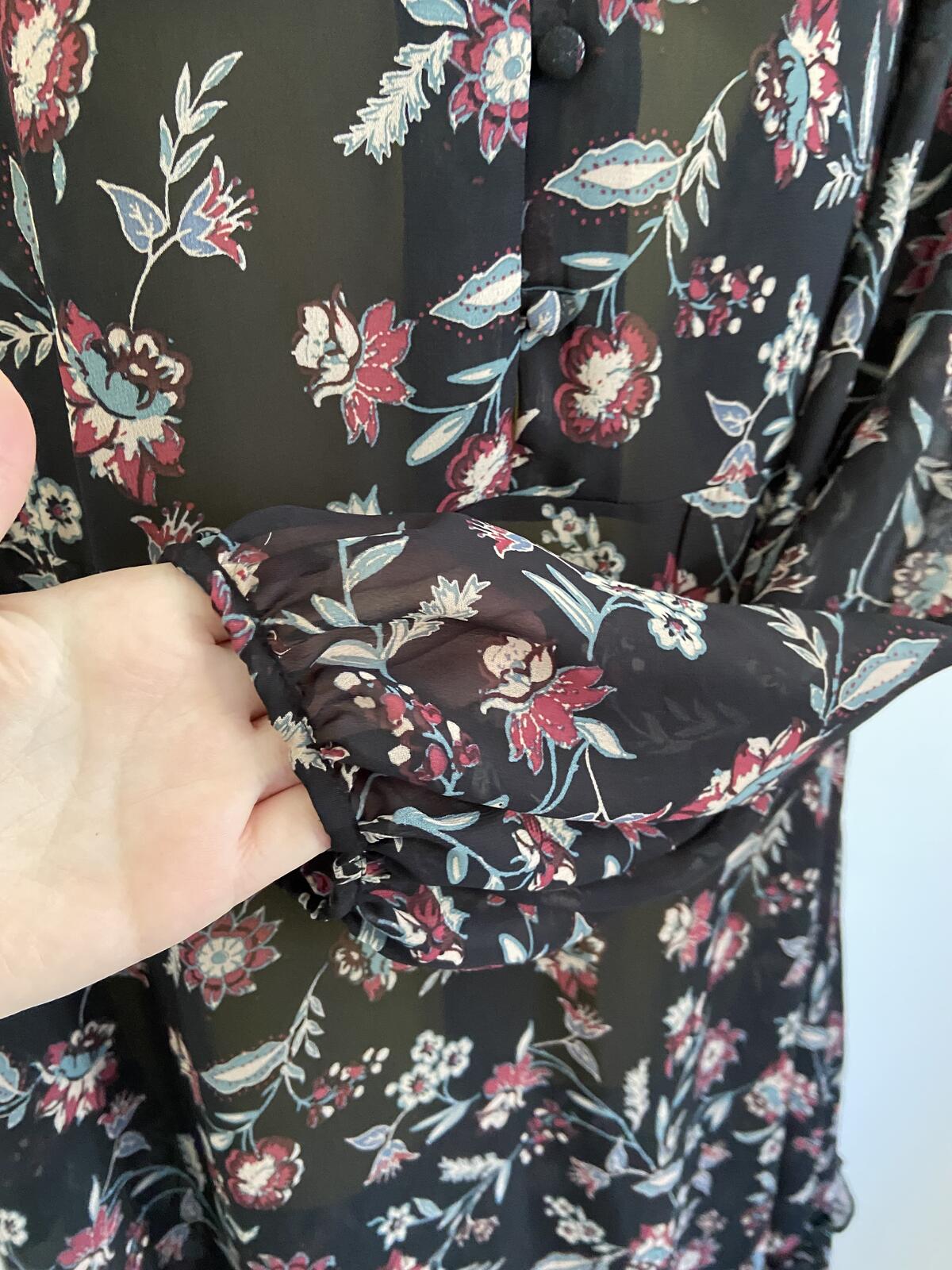 Primark Black Floral Sheer Midi Dress - UK Size 16