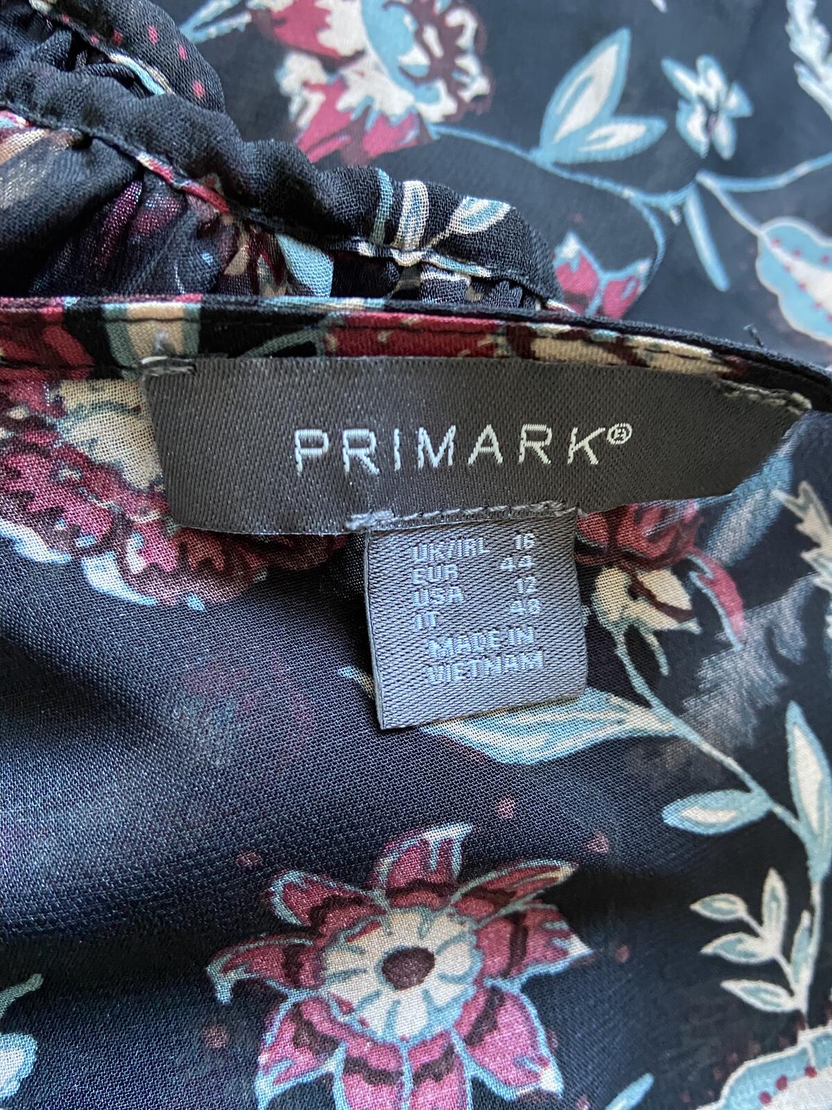 Primark Black Floral Sheer Midi Dress - UK Size 16