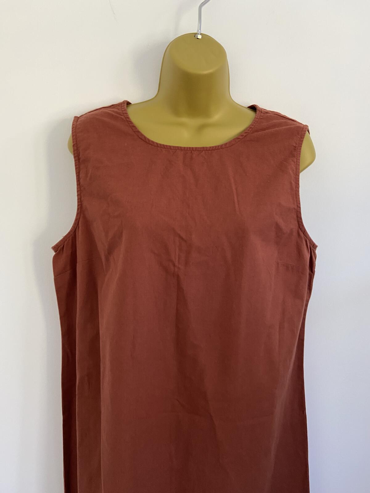 Primark Brown Cotton & Linen Sleeveless Midi Dress - UK Size 16