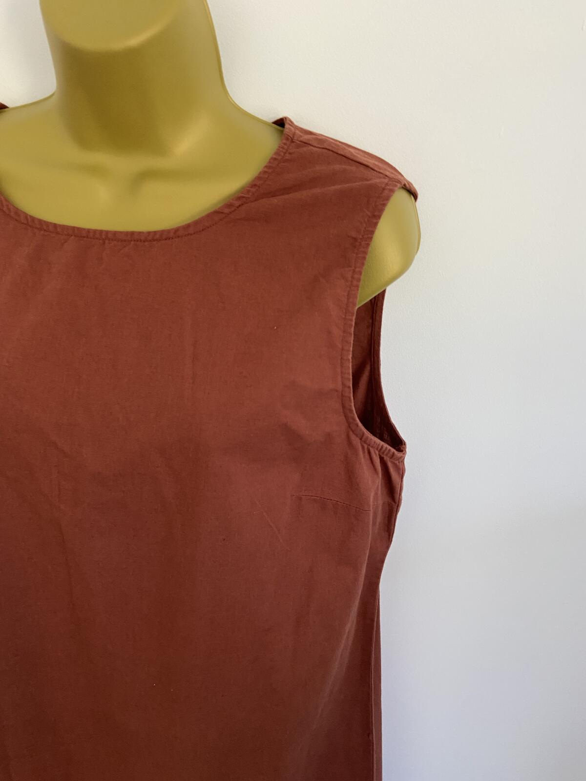 Primark Brown Cotton & Linen Sleeveless Midi Dress - UK Size 16