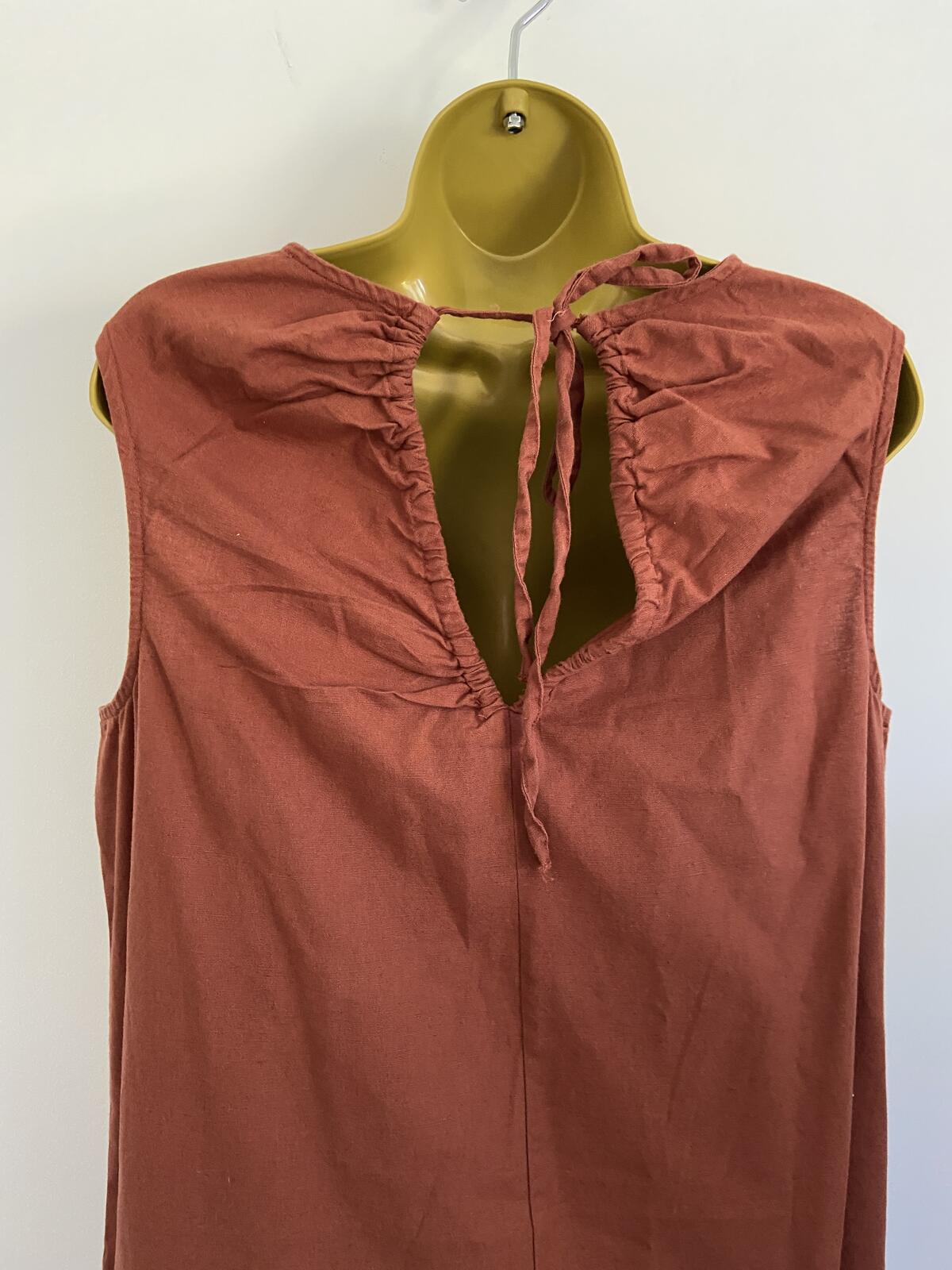Primark Brown Cotton & Linen Sleeveless Midi Dress - UK Size 16