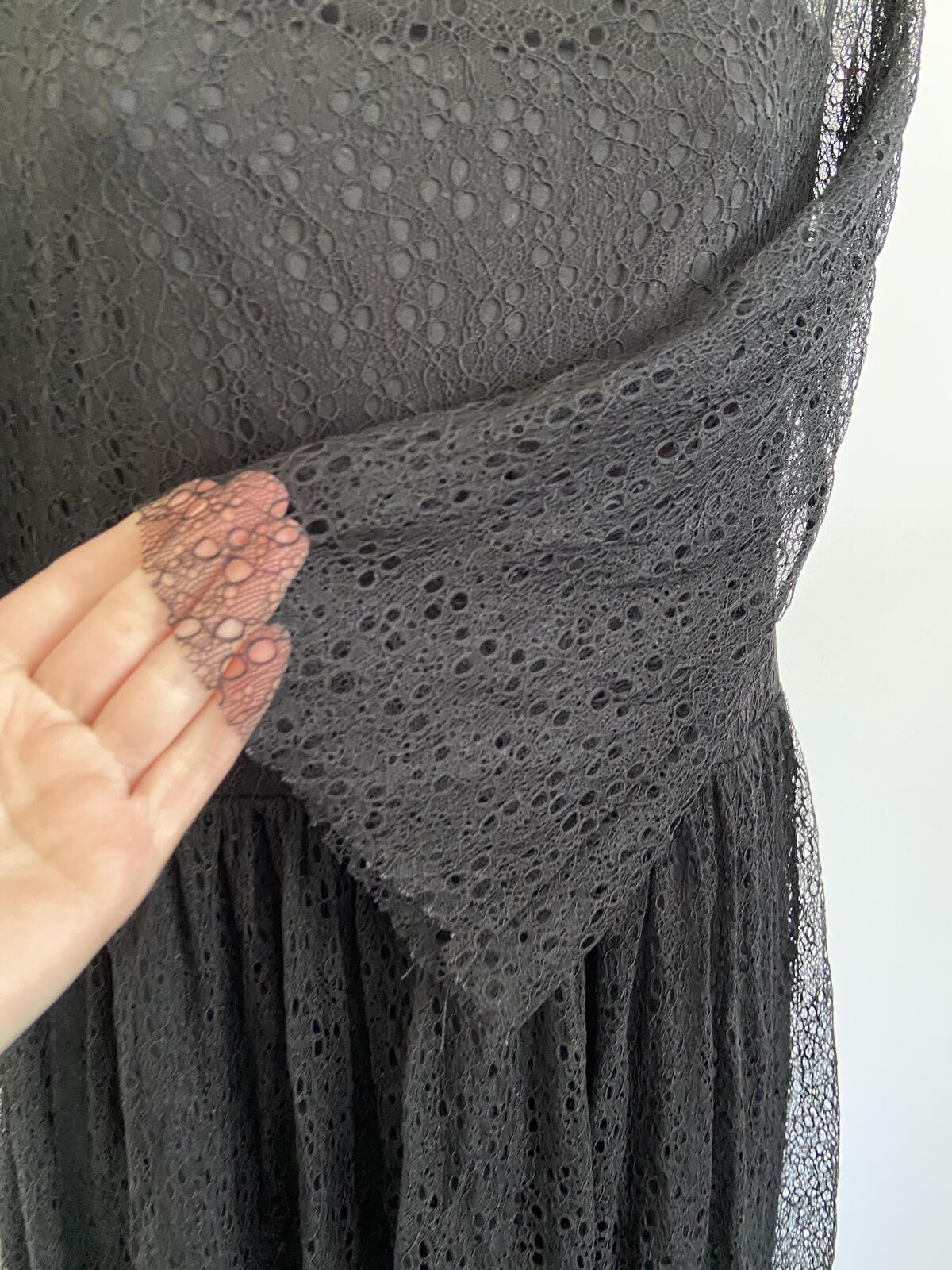 Villa Clothes Black Net Overlay Lined Mini Dress - Size Small
