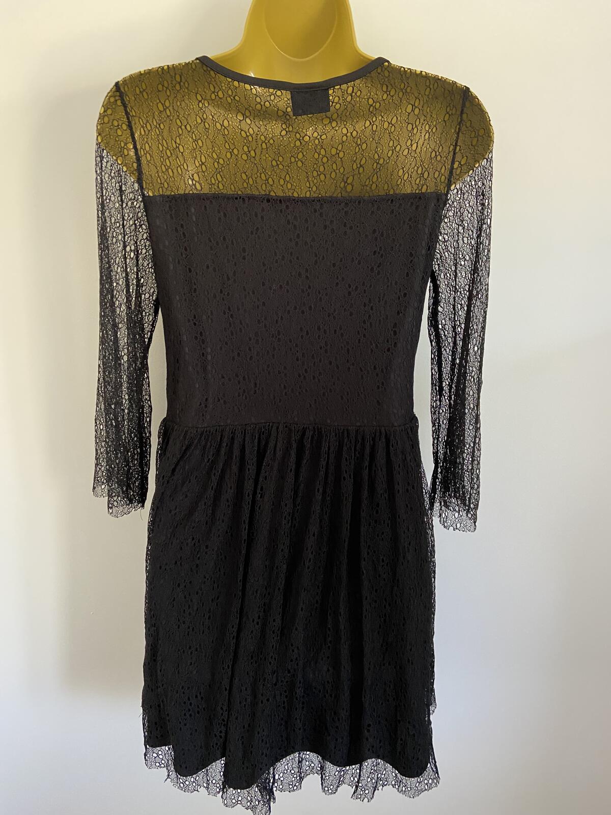 Villa Clothes Black Net Overlay Lined Mini Dress - Size Small