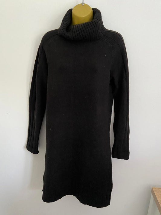 Next Black Roll Neck Knit Jumper Dress - Turtleneck, Size XS