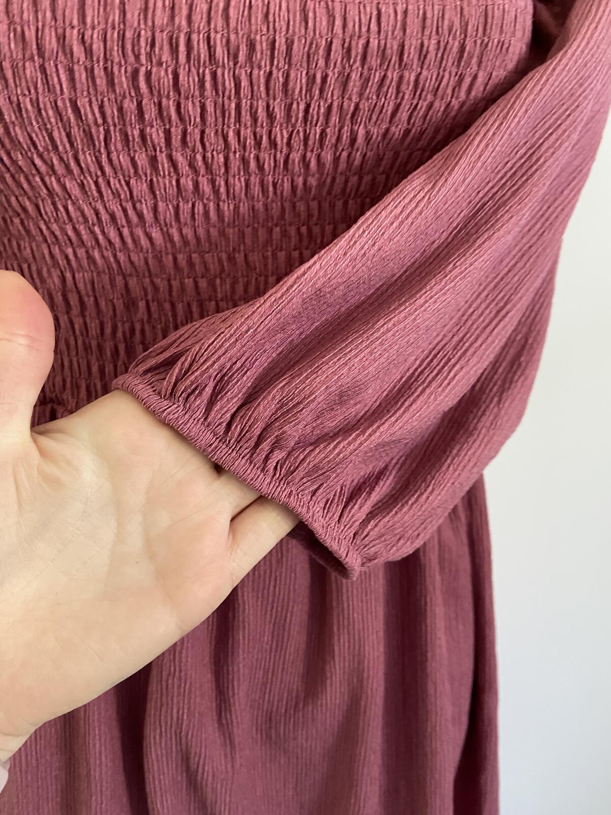 Bershka Dusty Pink Shirred Mini Dress - Size Small