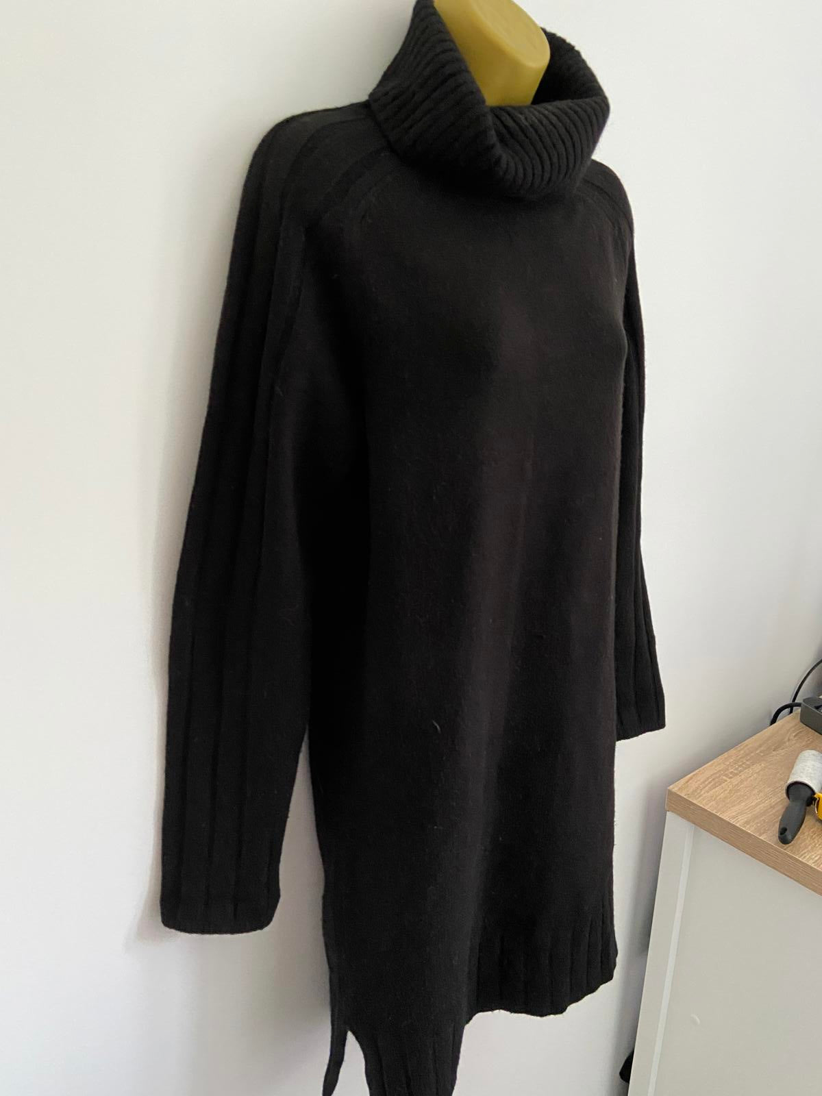 Next Black Roll Neck Knit Jumper Dress - Turtleneck, Size XS