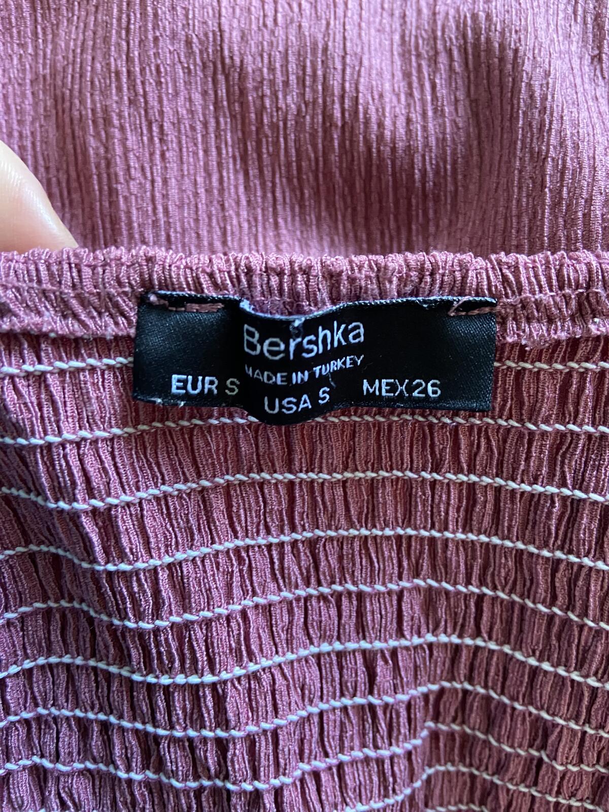 Bershka Dusty Pink Shirred Mini Dress - Size Small