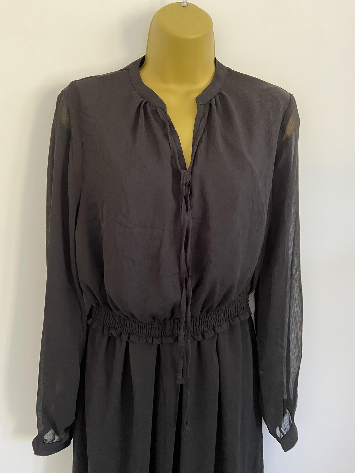 New Look Maternity Black Long Sleeve Sheer Midi Dress - UK Size 12 New