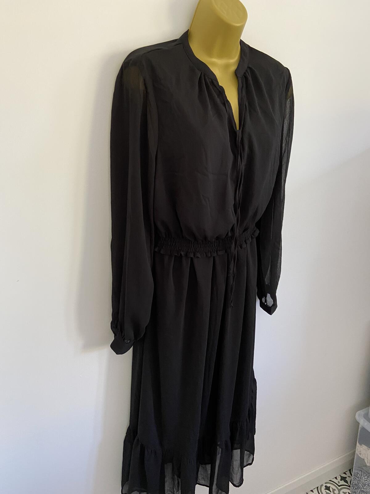 New Look Maternity Black Long Sleeve Sheer Midi Dress - UK Size 12 New