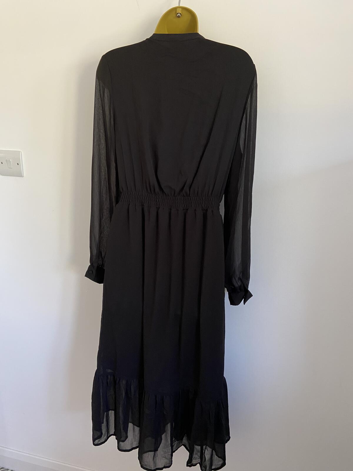 New Look Maternity Black Long Sleeve Sheer Midi Dress - UK Size 12 New