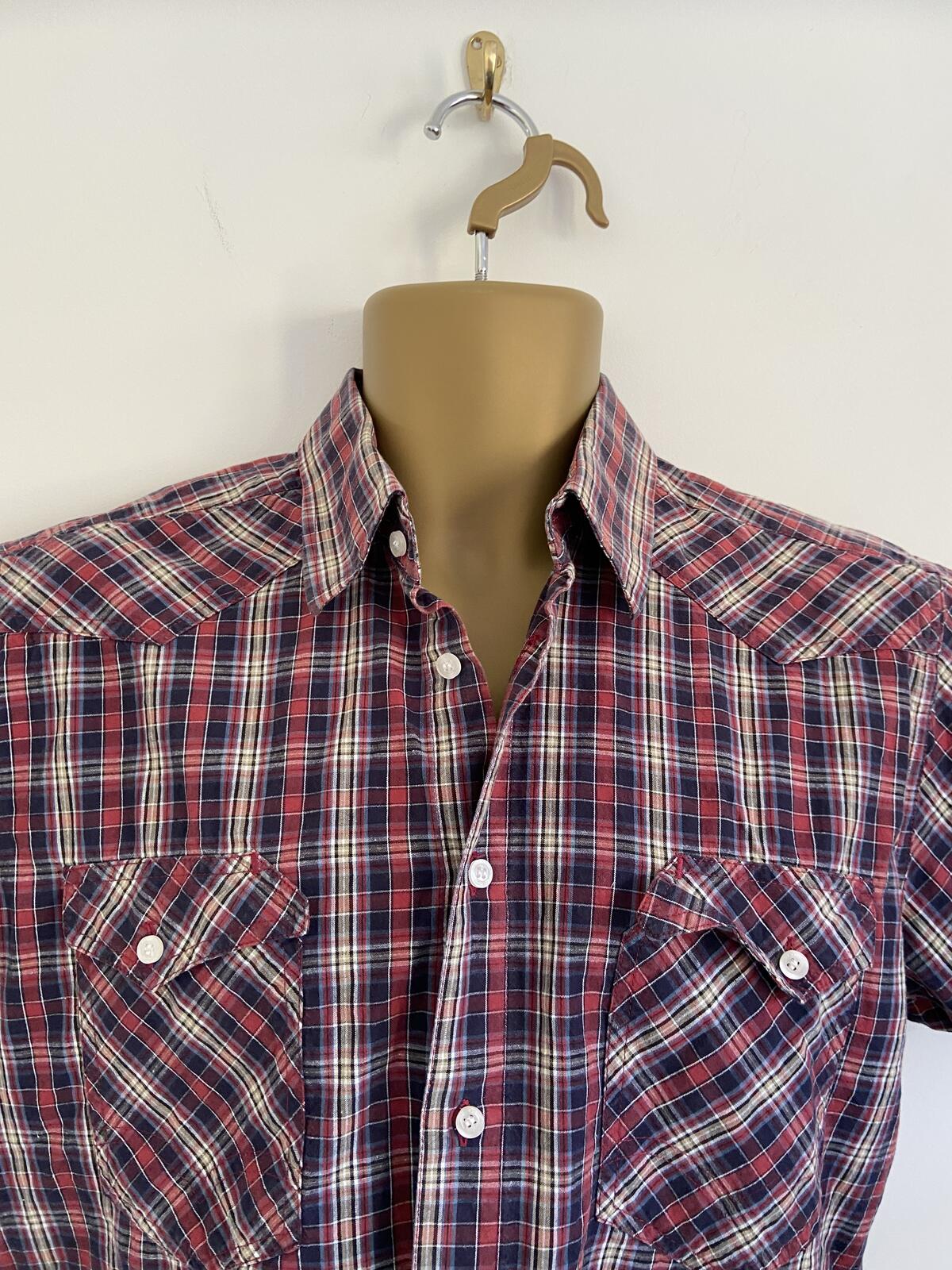 Solid Jeans Core Industry Men's Red Tartan Embroidered Shirt - Size Small