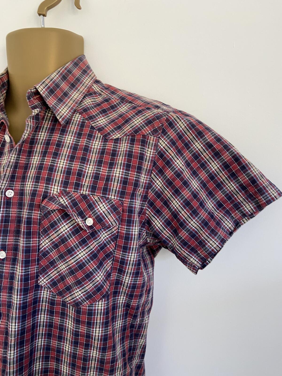 Solid Jeans Core Industry Men's Red Tartan Embroidered Shirt - Size Small