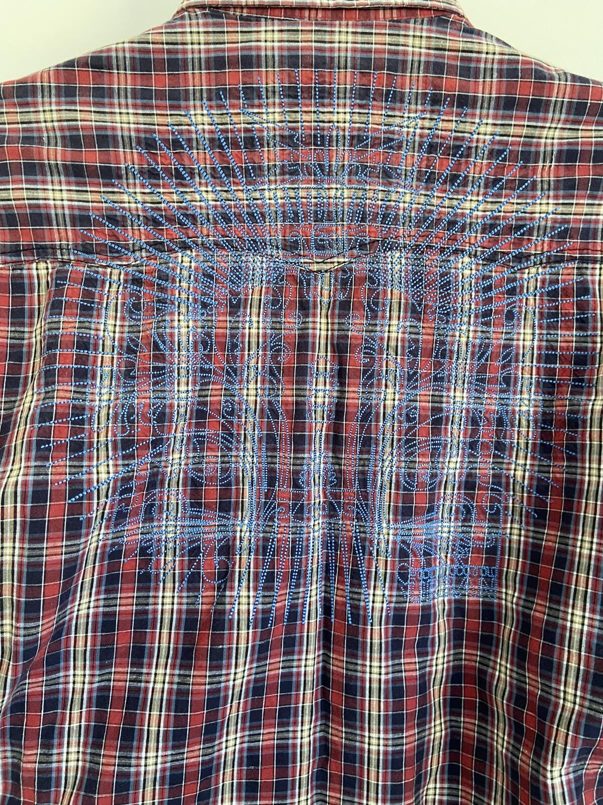 Solid Jeans Core Industry Men's Red Tartan Embroidered Shirt - Size Small