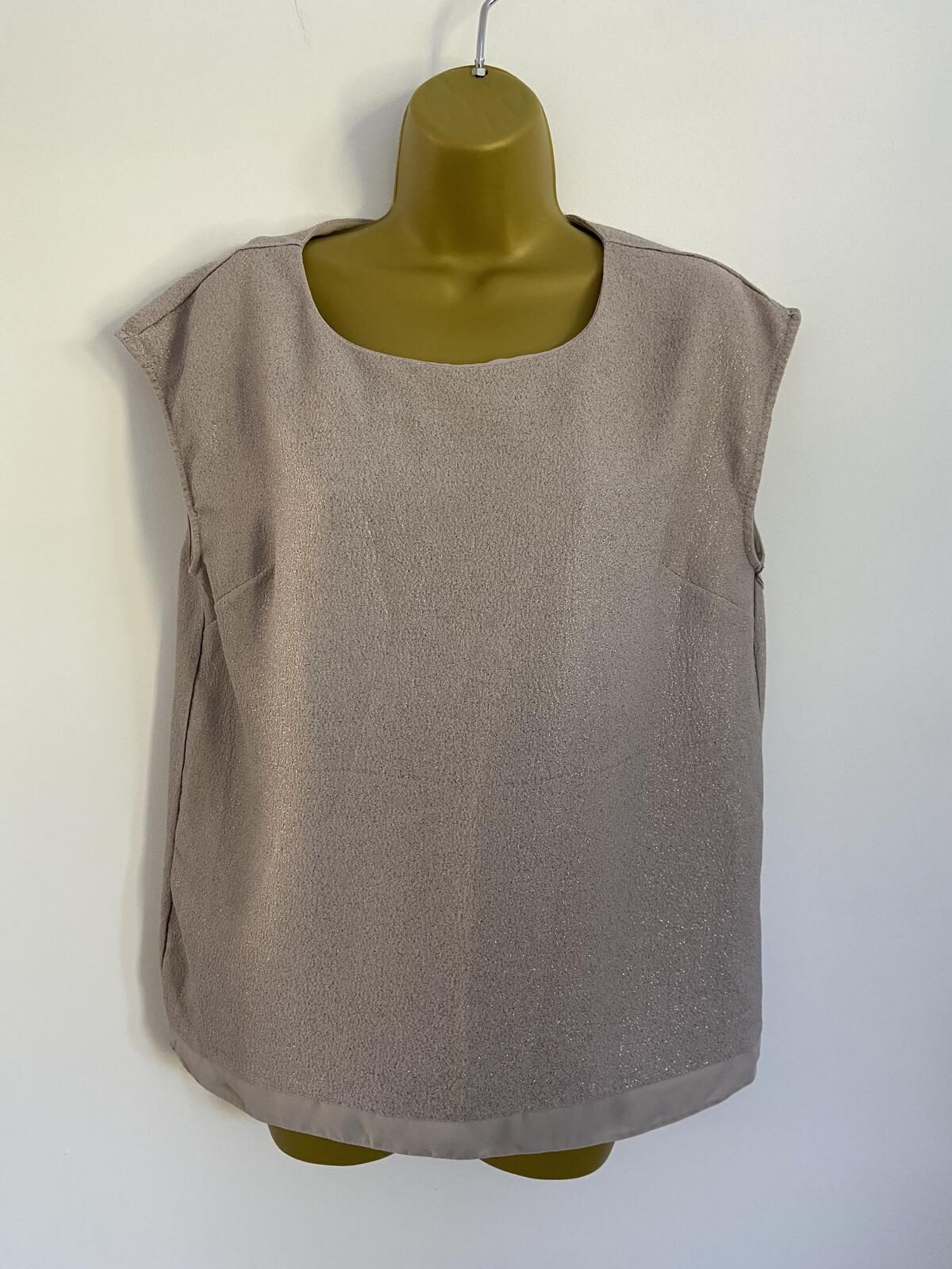 Oasis Silver and Gold Sparkle Sleeveless Blouse - Size 14