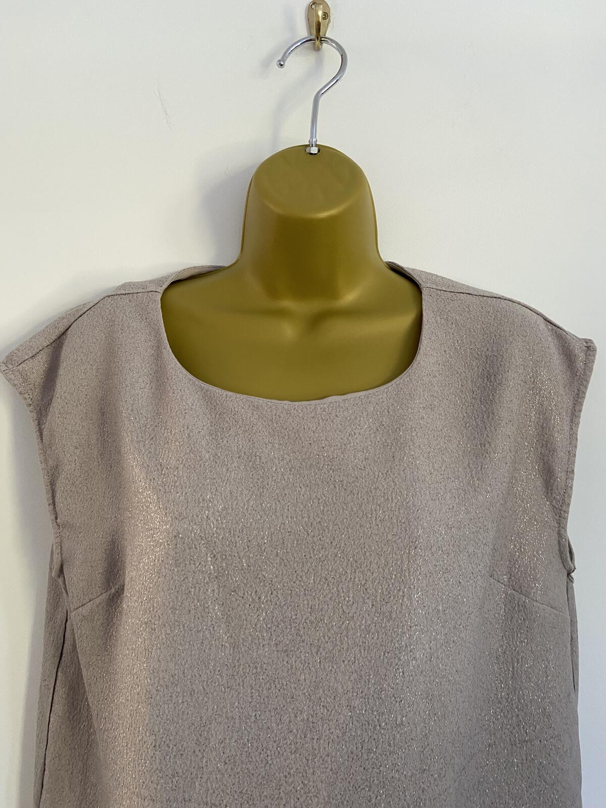 Oasis Silver and Gold Sparkle Sleeveless Blouse - Size 14