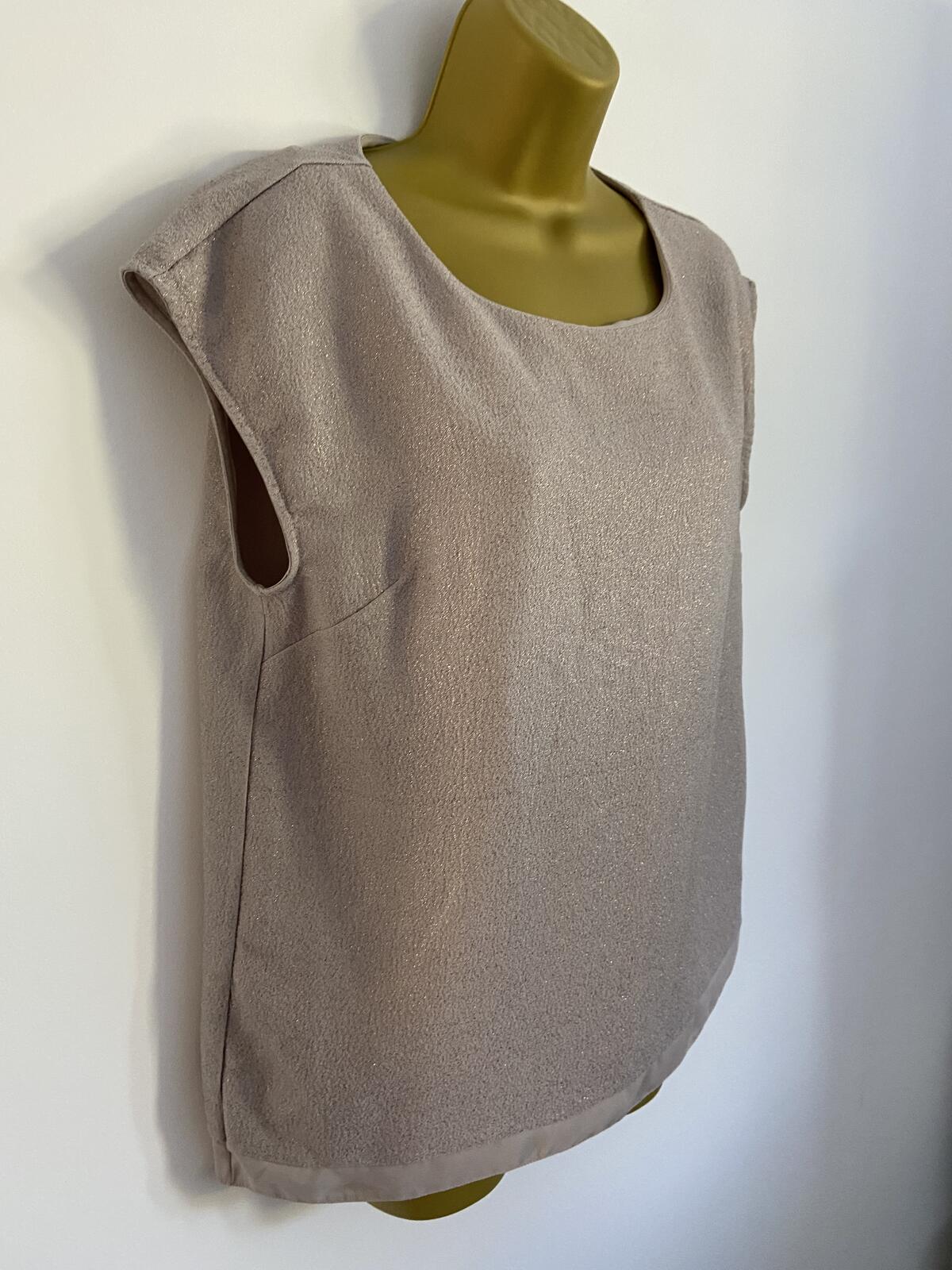 Oasis Silver and Gold Sparkle Sleeveless Blouse - Size 14
