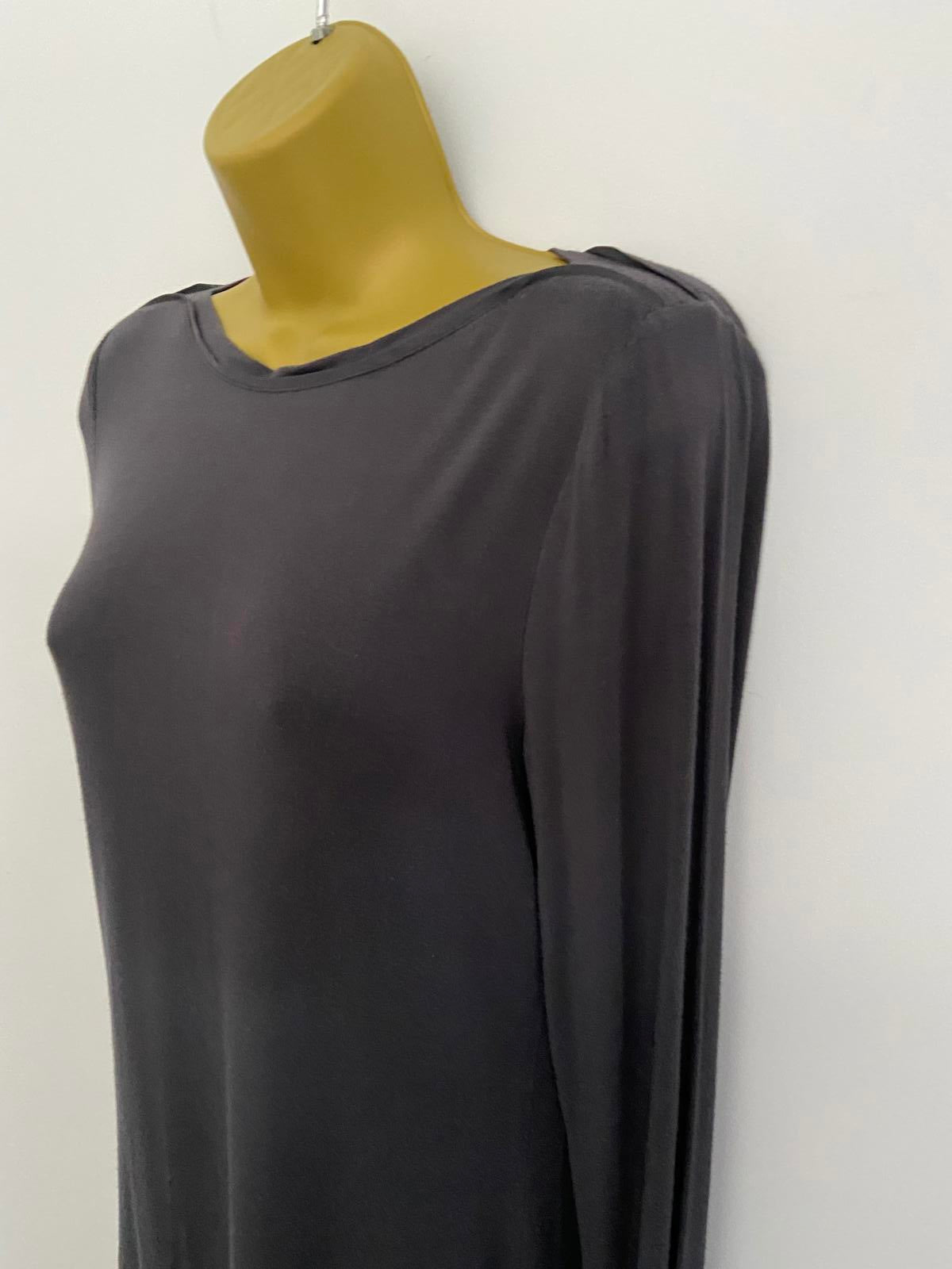 Oasis Size Small Dark Grey Long Sleeve Top Tshirt Soft Viscose Casual Basic
