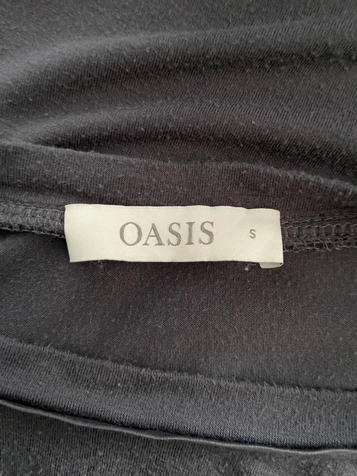 Oasis Size Small Dark Grey Long Sleeve Top Tshirt Soft Viscose Casual Basic