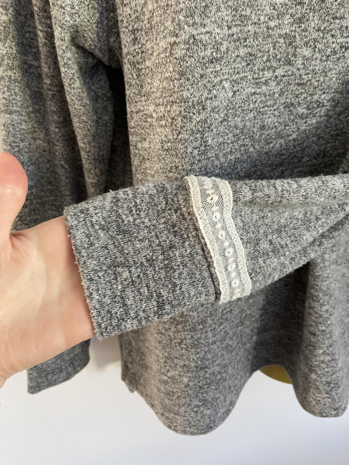 Flora Nikrooz Grey Lightweight Sweater with Lace Detail - Size Medium