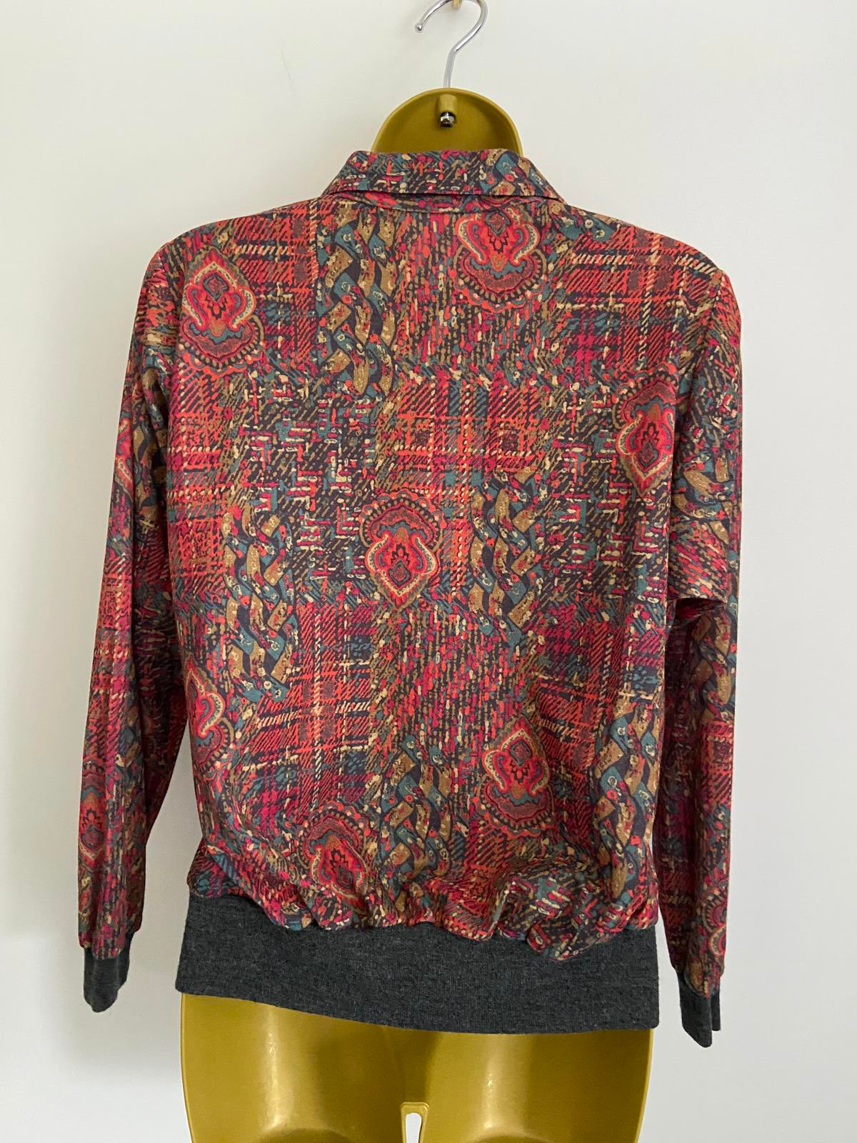 Riddella Vintage Gold Button Blouse Elastic Waistband Soft Wool Blend Shirt