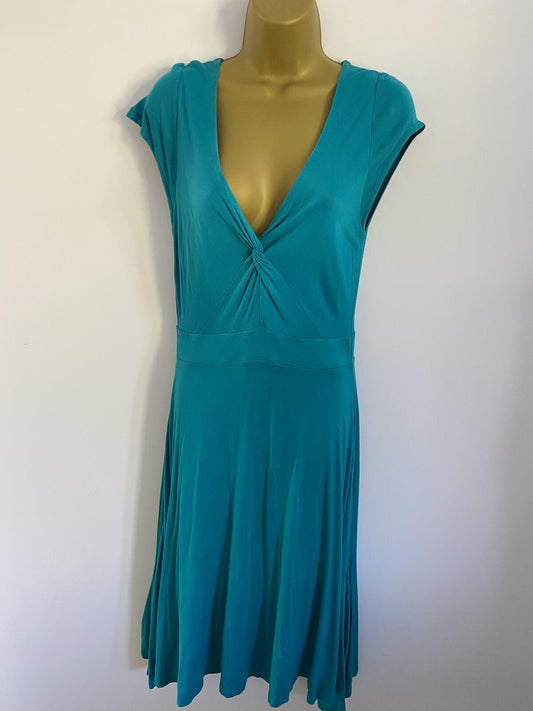 Boden Turquoise Sleeveless V-Neck Midi Dress - UK Size 12
