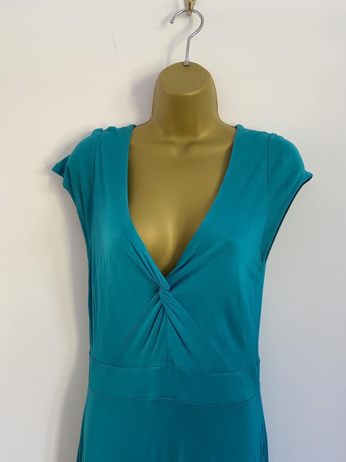 Boden Turquoise Sleeveless V-Neck Midi Dress - UK Size 12