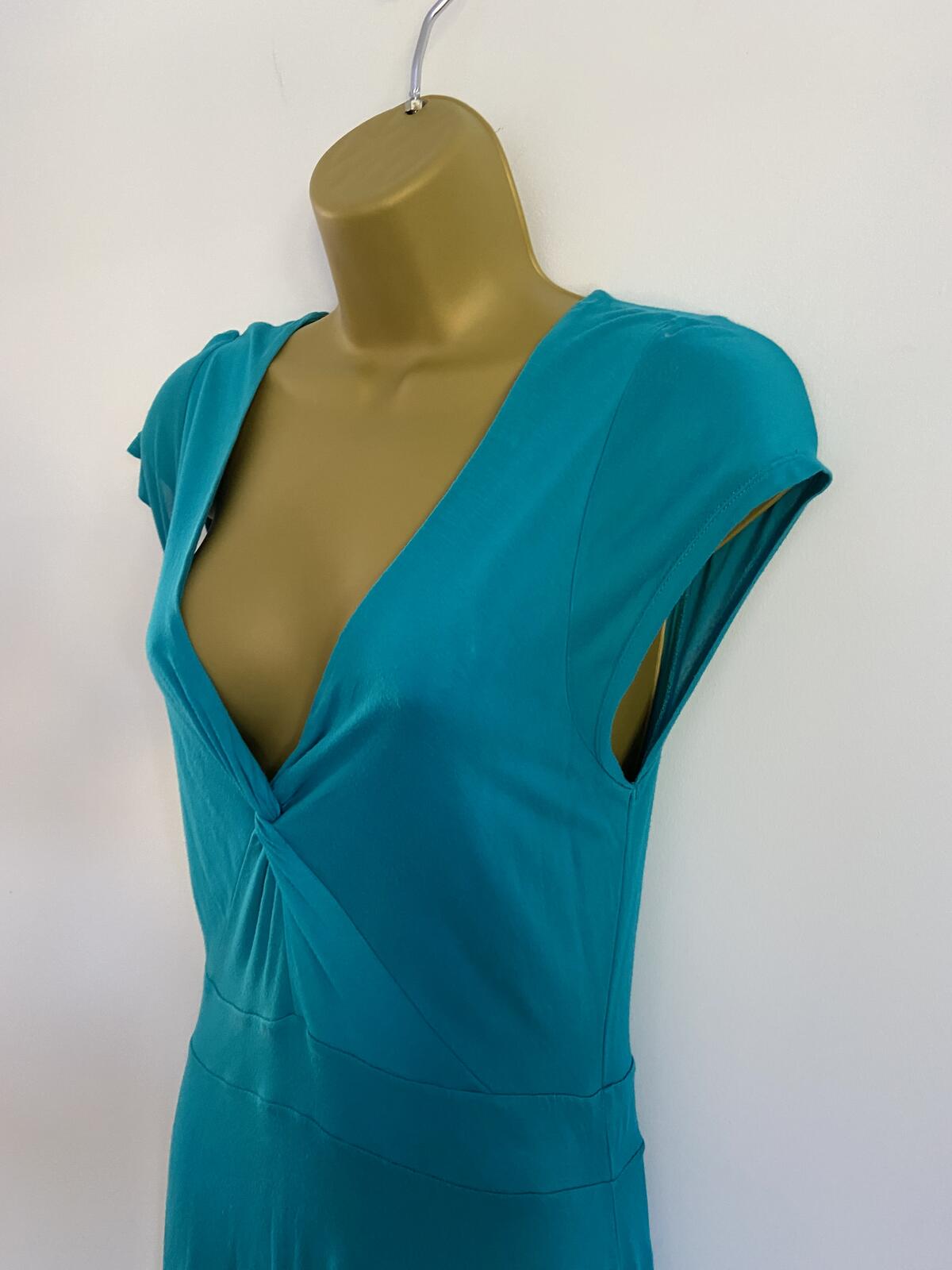 Boden Turquoise Sleeveless V-Neck Midi Dress - UK Size 12