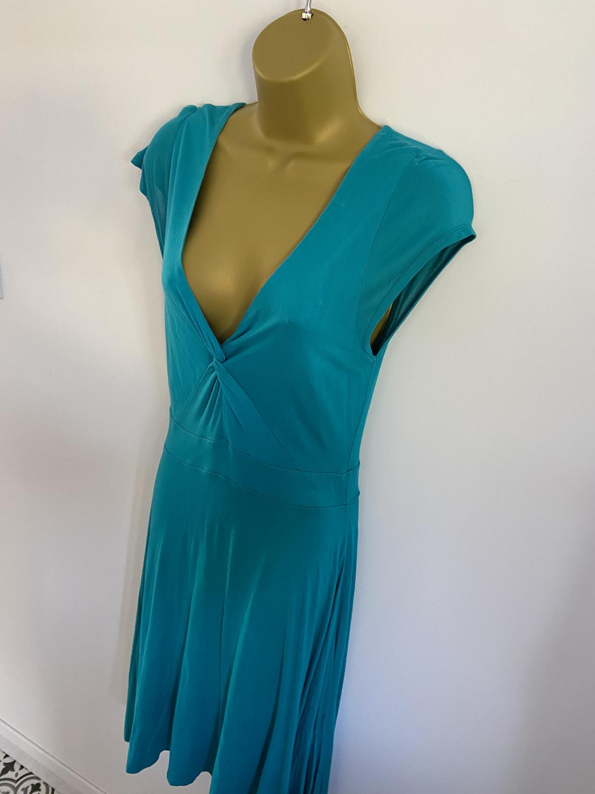 Boden Turquoise Sleeveless V-Neck Midi Dress - UK Size 12
