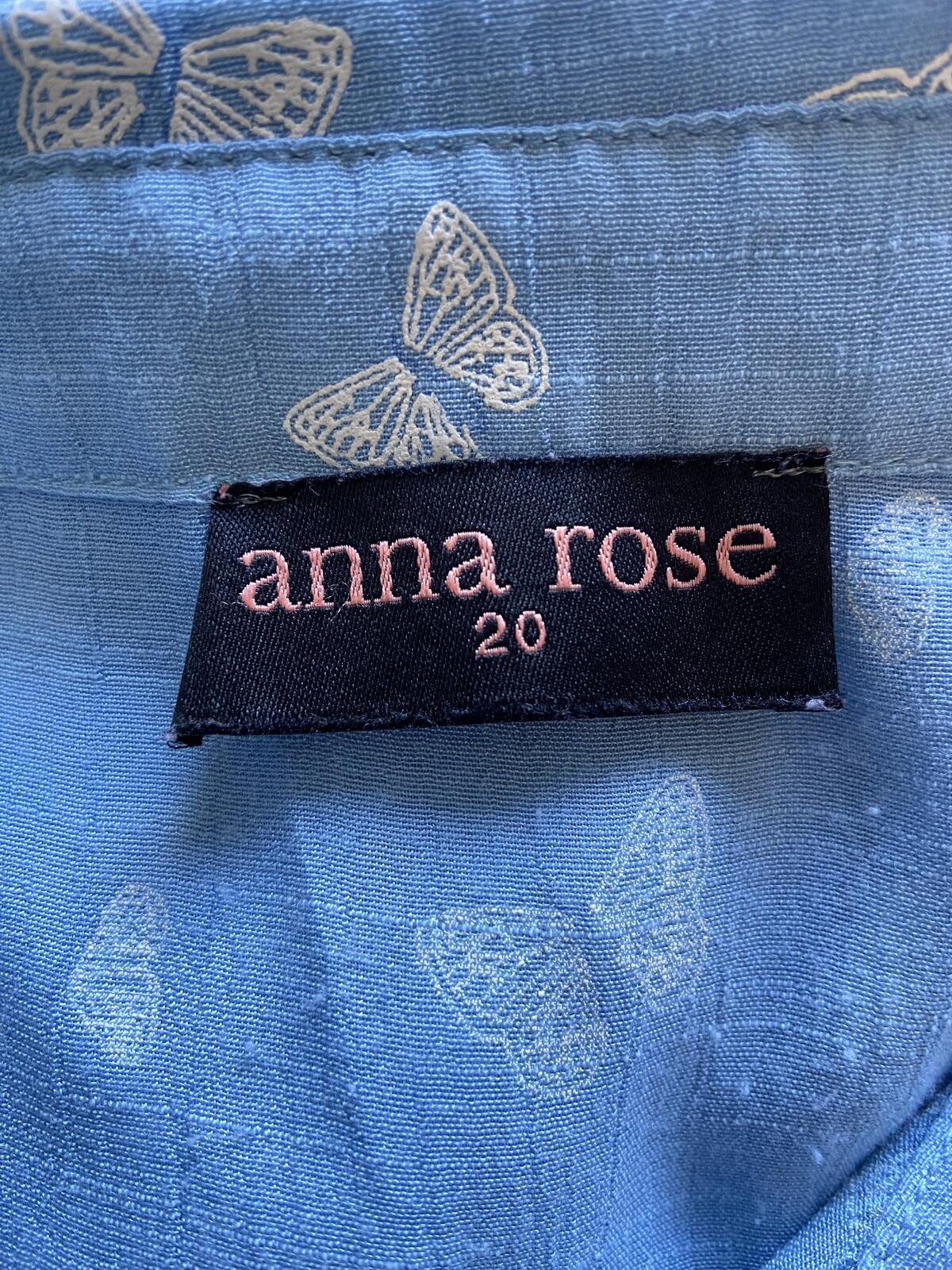 Anna Rose Blue Butterfly Print Button-Front Blouse - UK Size 20