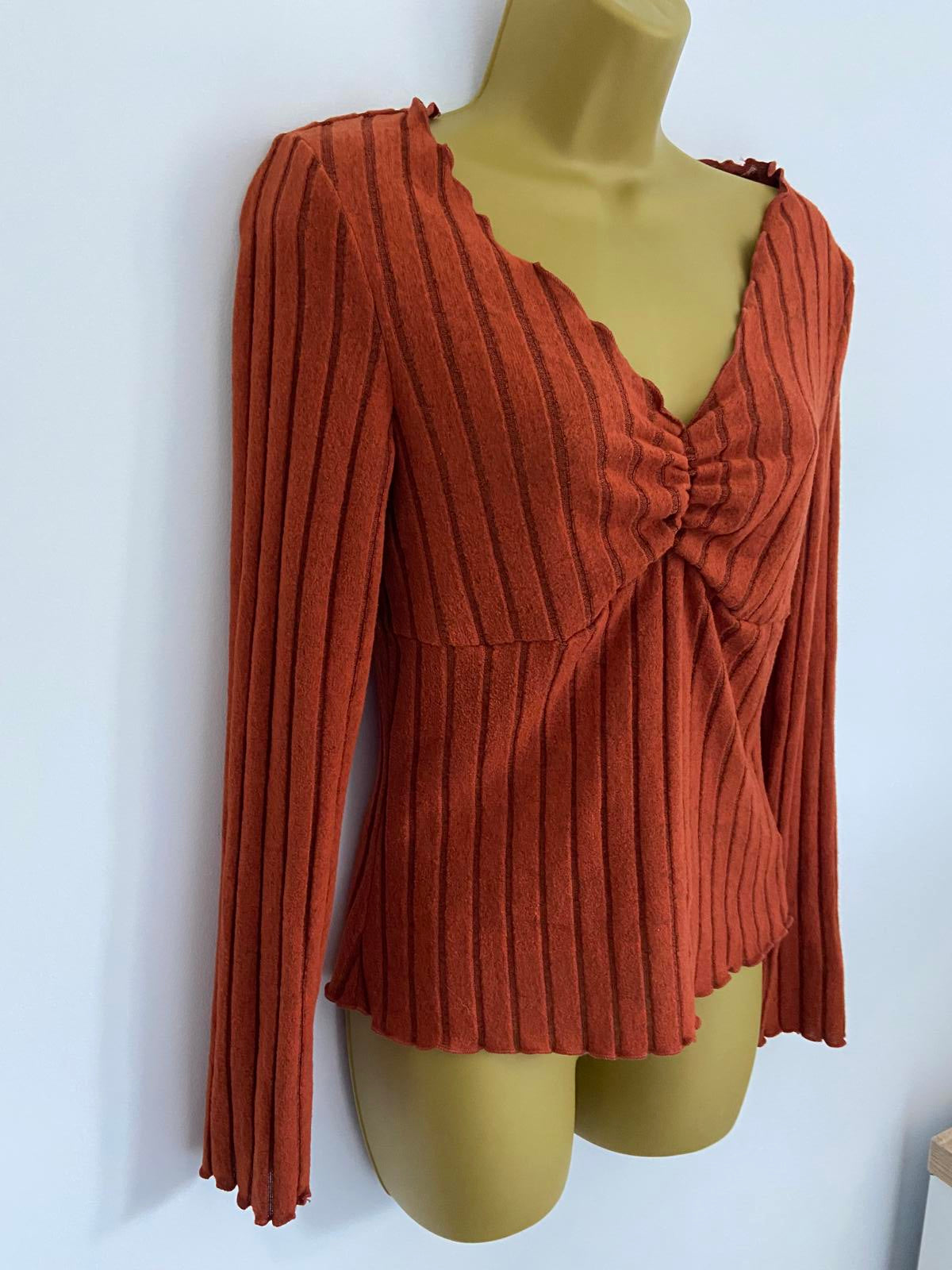 SHEIN Orange Lightweight Sweater Top - V-Neck, Soft Feel, Size Large (L)