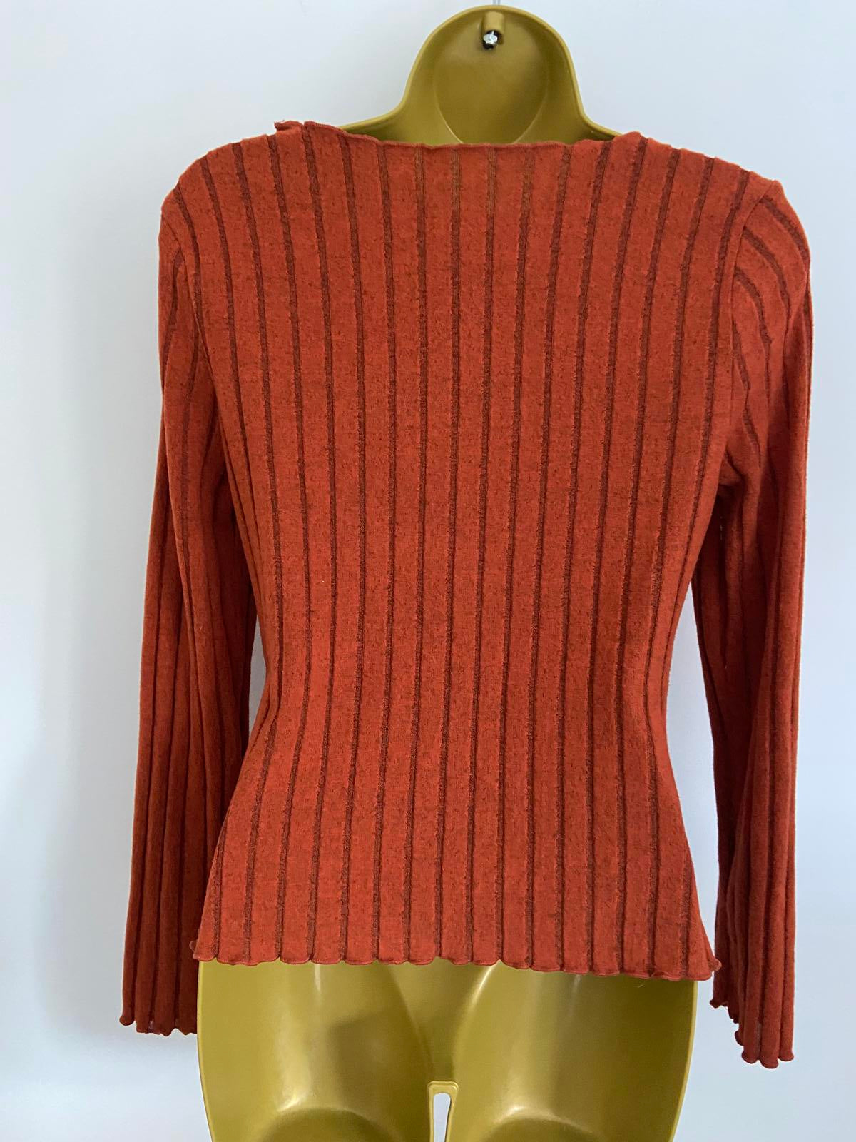 SHEIN Orange Lightweight Sweater Top - V-Neck, Soft Feel, Size Large (L)