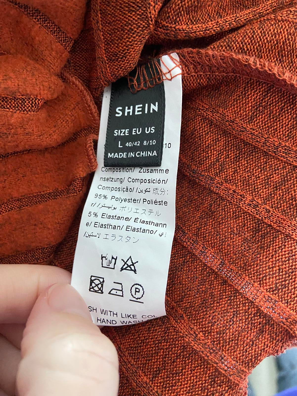SHEIN Orange Lightweight Sweater Top - V-Neck, Soft Feel, Size Large (L)