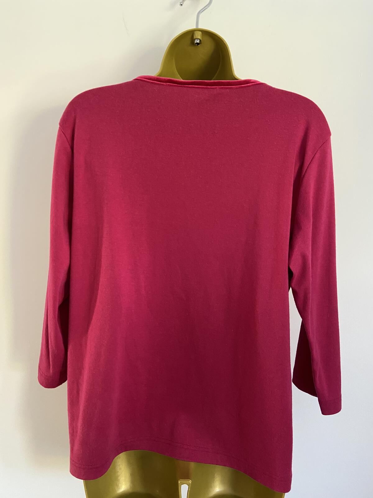 Isles Embroidered & Beaded Pink Three-Quarter Sleeve Top - Size M