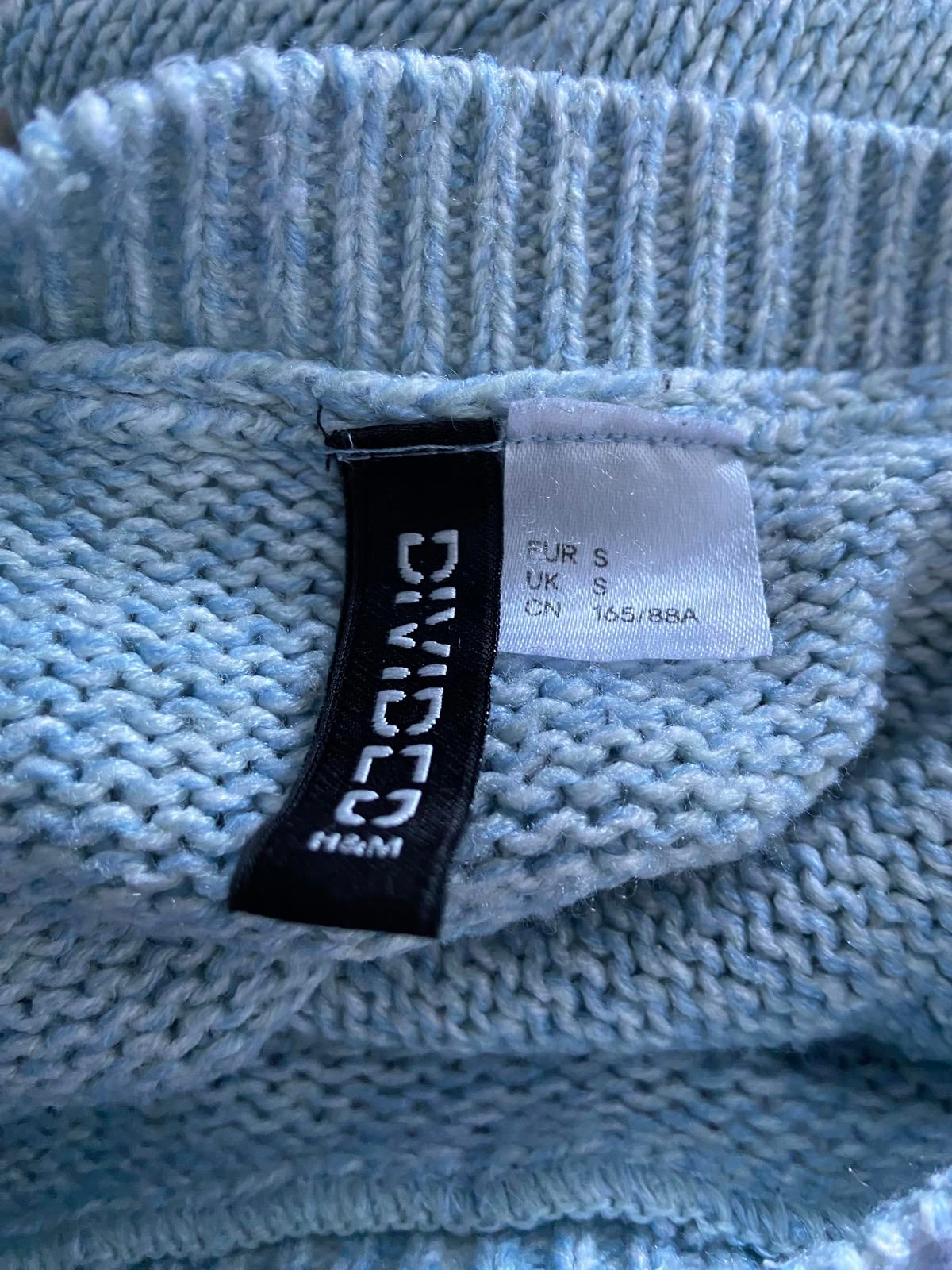 H&M Blue Knit Sweater / Jumper - Shorter Body, Size Small (S)