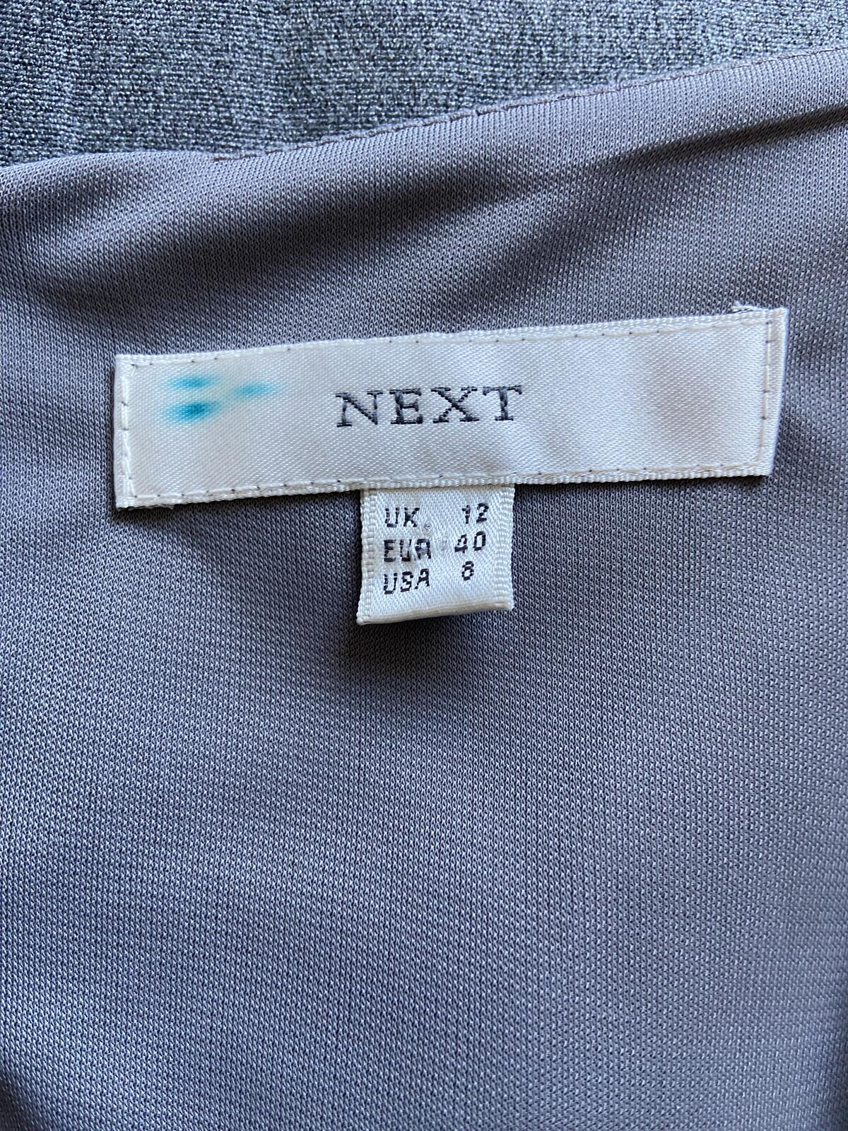 Next Grey Embroidered Sleeveless Shift Dress - UK Size 12