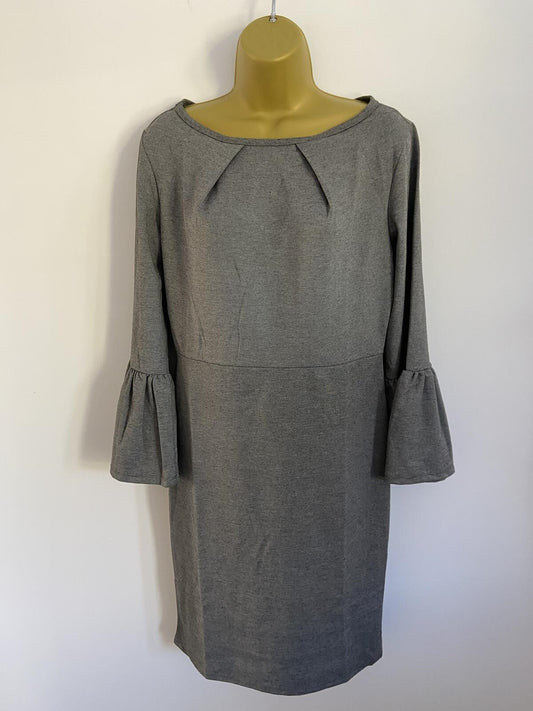 Collection London Grey Knee-Length Dress with Flare Sleeves - UK Size 14