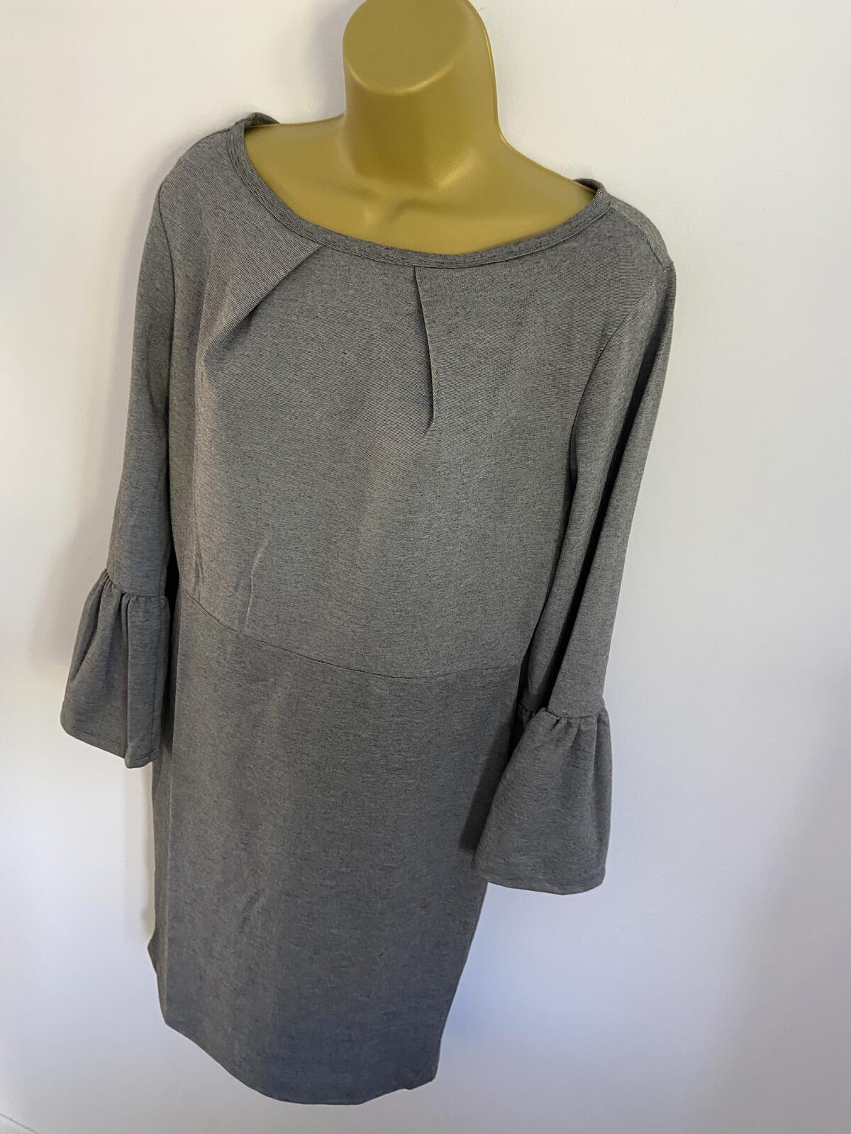 Collection London Grey Knee-Length Dress with Flare Sleeves - UK Size 14