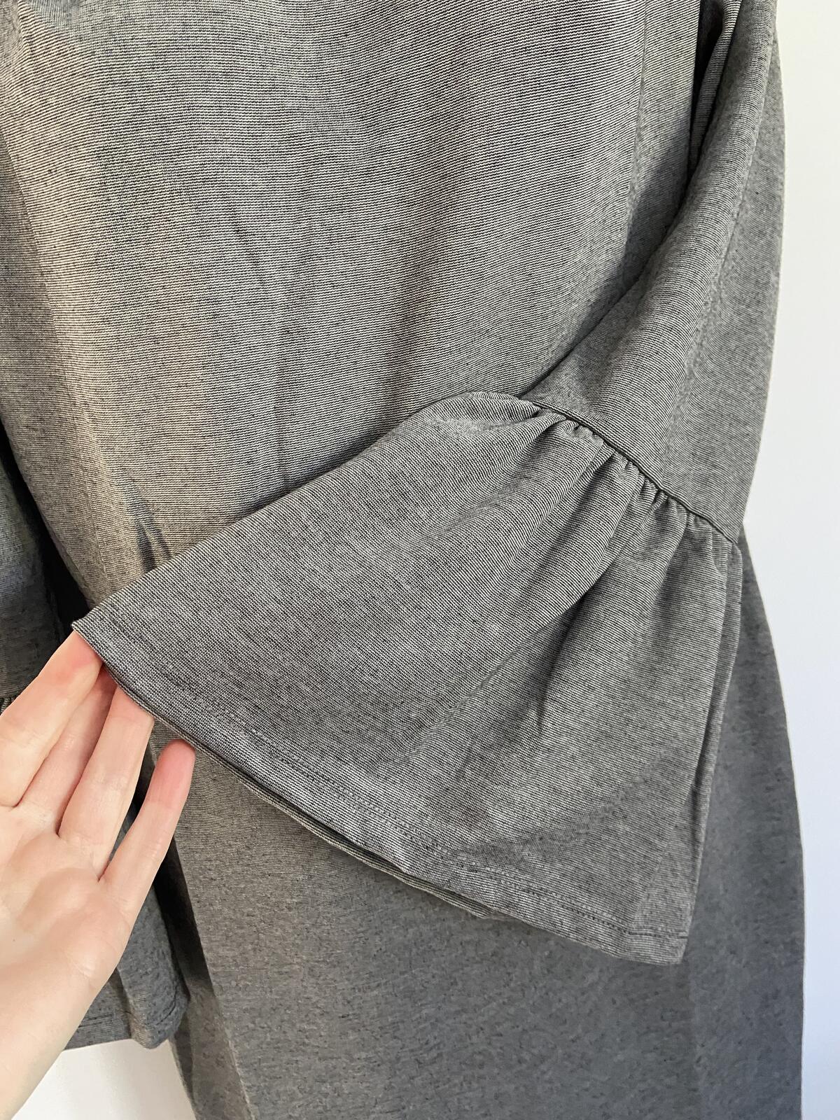 Collection London Grey Knee-Length Dress with Flare Sleeves - UK Size 14