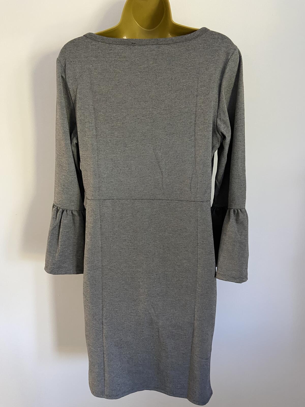 Collection London Grey Knee-Length Dress with Flare Sleeves - UK Size 14