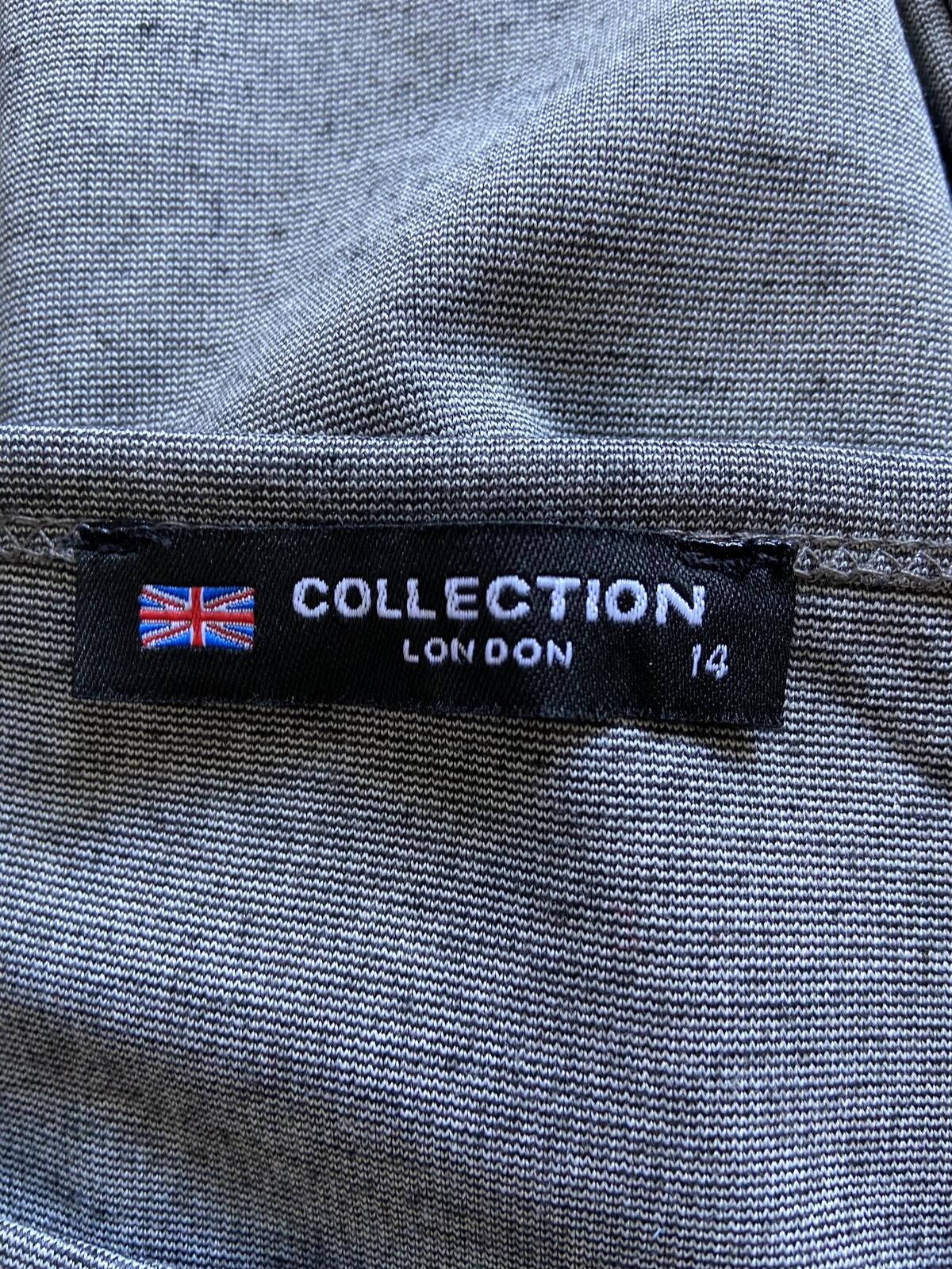 Collection London Grey Knee-Length Dress with Flare Sleeves - UK Size 14