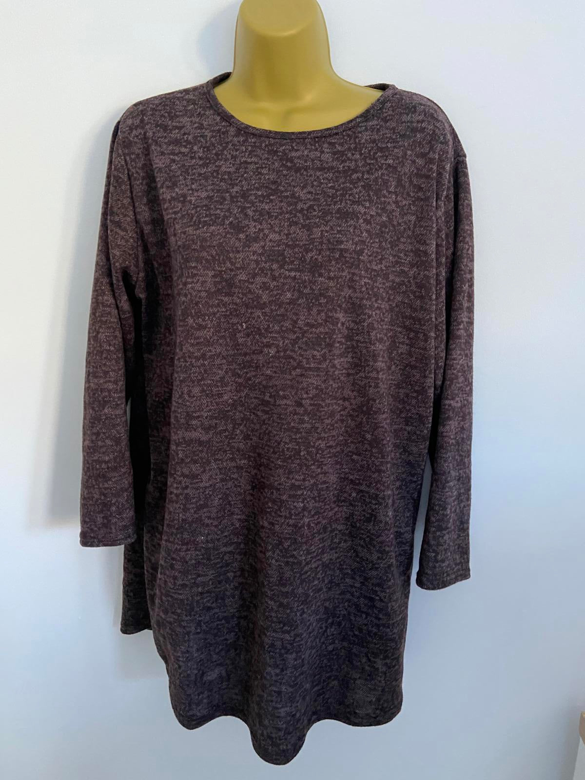 Dark Purple Longline Lightweight Sweater - Belt Loops, Size Large (L)