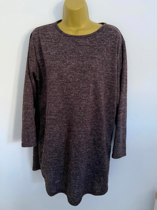 Dark Purple Longline Lightweight Sweater - Belt Loops, Size Large (L)