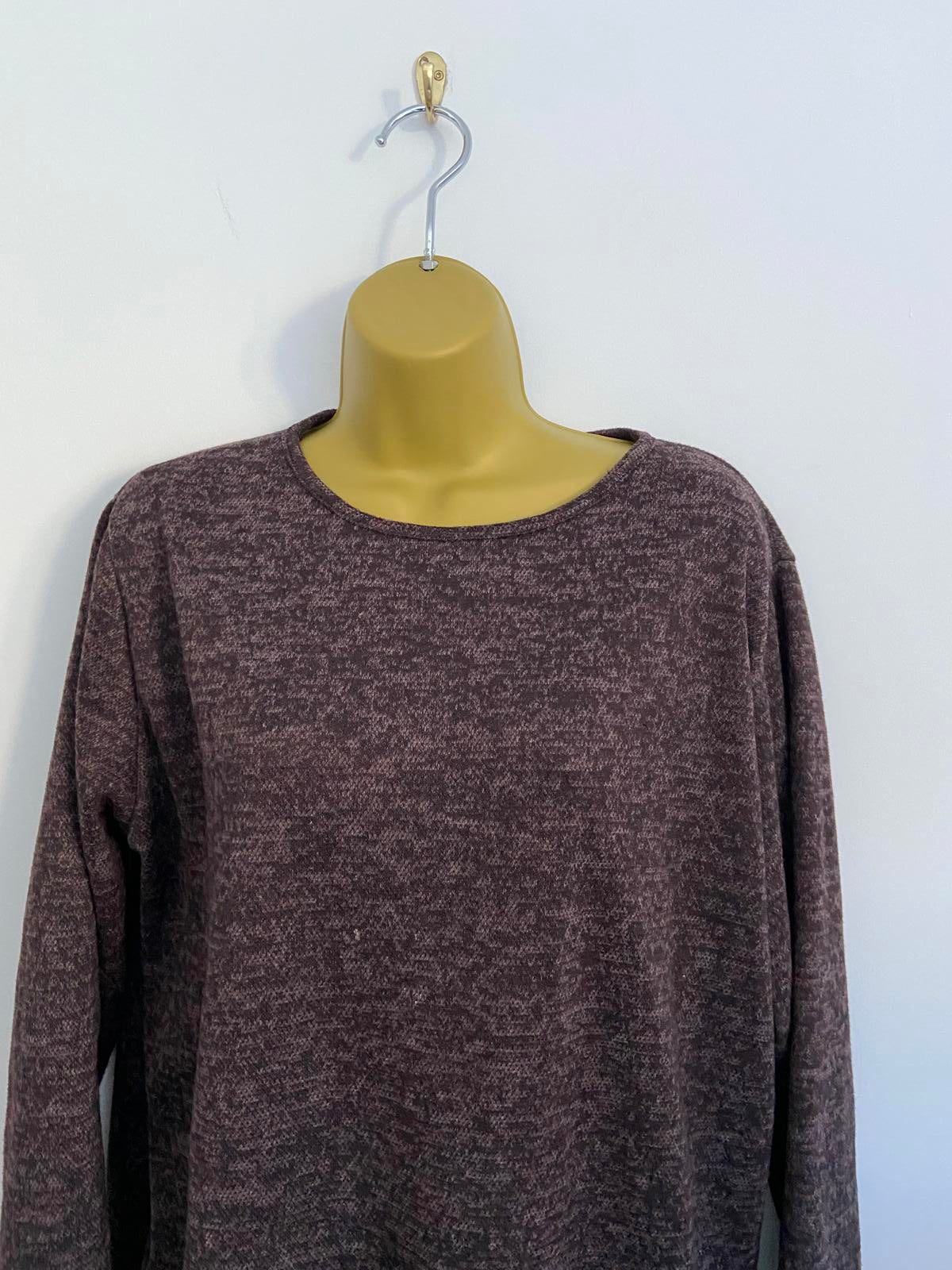 Dark Purple Longline Lightweight Sweater - Belt Loops, Size Large (L)