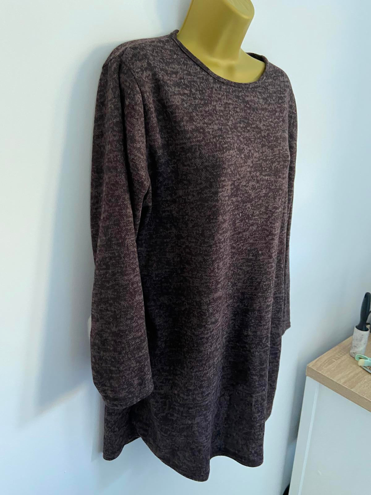Dark Purple Longline Lightweight Sweater - Belt Loops, Size Large (L)