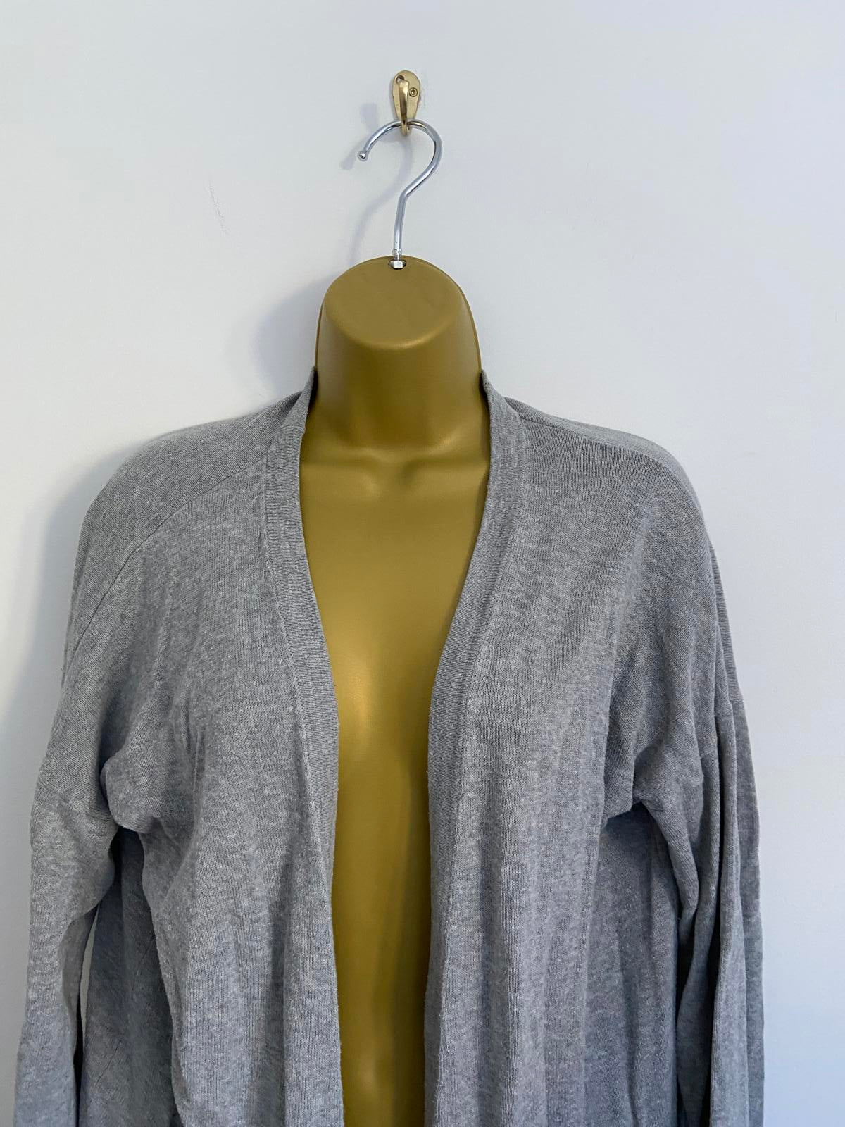 M&S Grey Cotton Cardigan - Pockets, Size Medium (M)