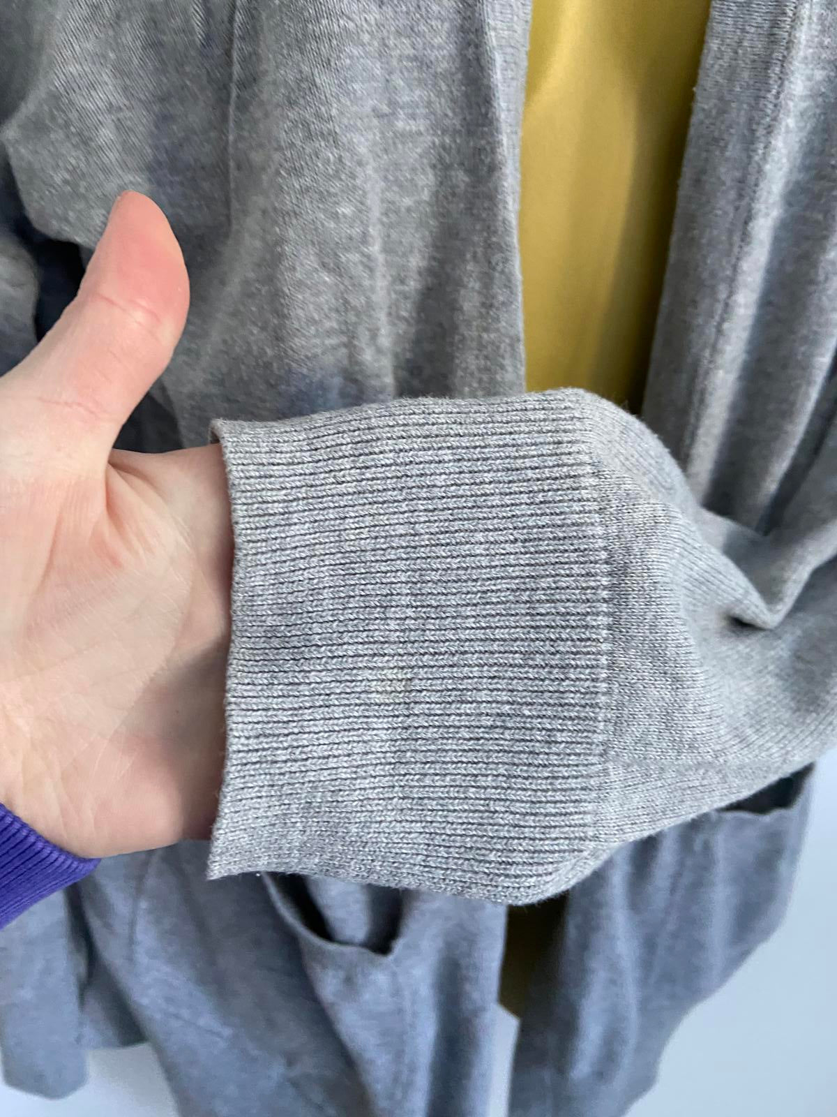 M&S Grey Cotton Cardigan - Pockets, Size Medium (M)