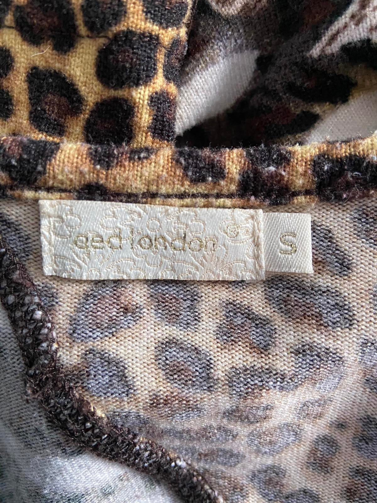QED London Size Small Animal Patchwork Dress Leopard Zebra Print 3/4 Sleeve