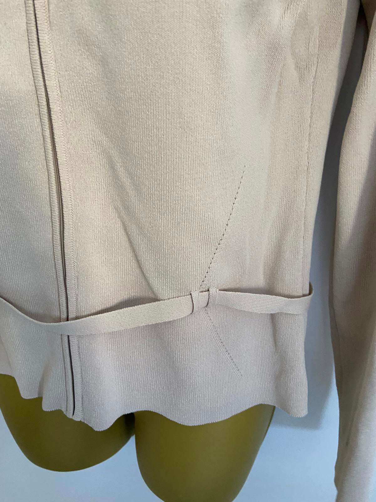 KALIKO Beige Lightweight Sweater - Full Zip, Belted Style, Size 10