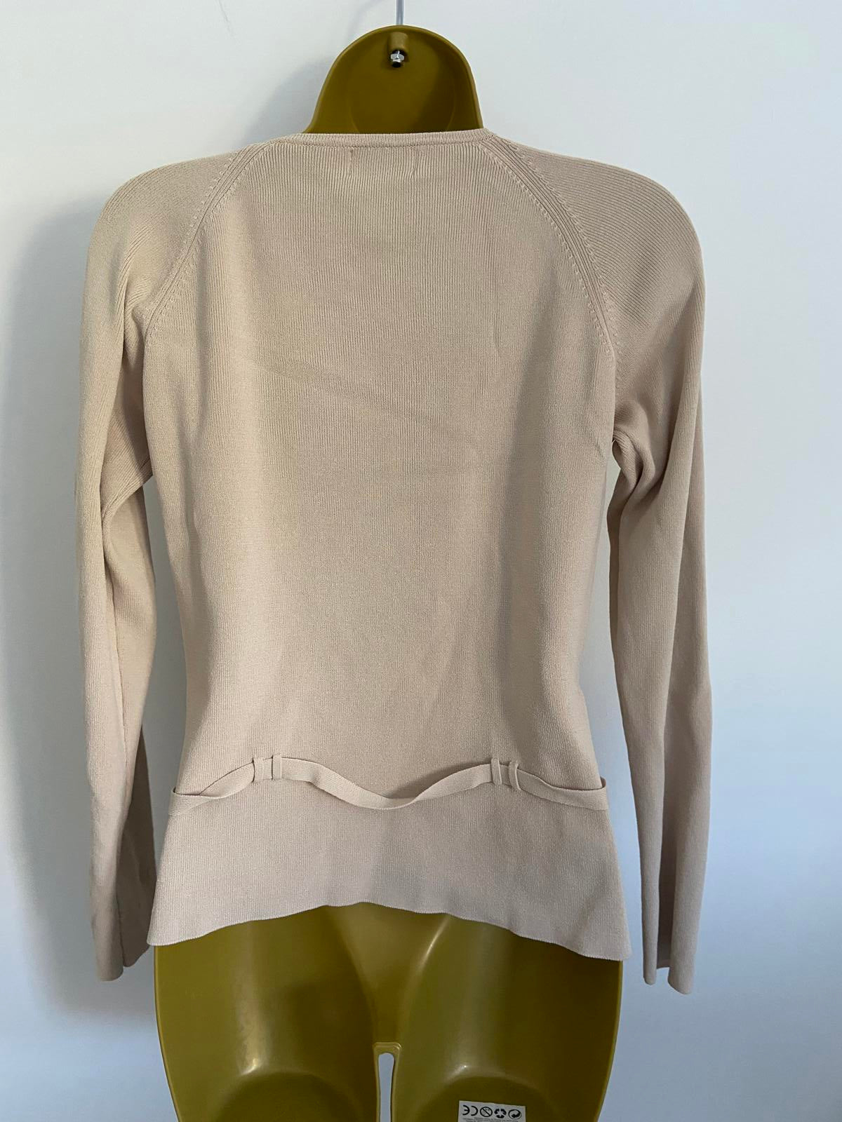 KALIKO Beige Lightweight Sweater - Full Zip, Belted Style, Size 10